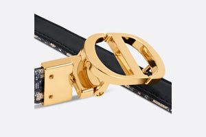 30 Montaigne Reversible Belt • Blue Smooth Calfskin and Dior Oblique Jacquard, 35 MM