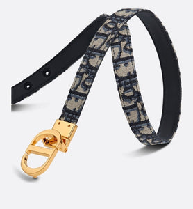 30 Montaigne Reversible Belt • Blue Smooth Calfskin and Dior Oblique Jacquard, 35 MM