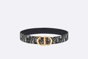 30 Montaigne Reversible Belt • Blue Smooth Calfskin and Dior Oblique Jacquard, 35 MM