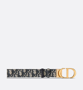 30 Montaigne Reversible Belt • Blue Smooth Calfskin and Dior Oblique Jacquard, 35 MM