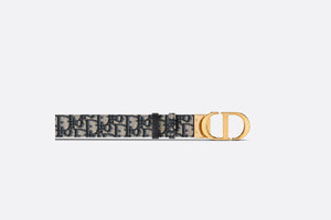 30 Montaigne Reversible Belt • Blue Smooth Calfskin and Dior Oblique Jacquard, 35 MM
