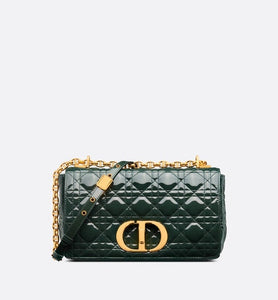 Medium Dior Caro Bag • Cypress Green Patent Cannage Calfskin
