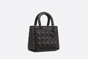 Medium Lady Dior Bag • Black Cannage Calfskin with Diamond Motif