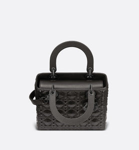 Medium Lady Dior Bag • Black Cannage Calfskin with Diamond Motif