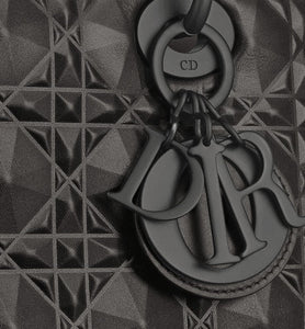 Medium Lady Dior Bag • Black Cannage Calfskin with Diamond Motif