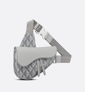 Saddle Bag • Dior Gray CD Diamond Canvas and Grained Calfskin