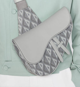 Saddle Bag • Dior Gray CD Diamond Canvas and Grained Calfskin