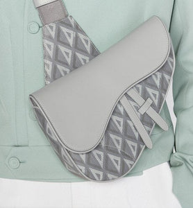 Saddle Bag • Dior Gray CD Diamond Canvas and Grained Calfskin