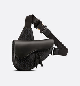 Saddle Bag • Black CD Diamond Canvas and Grained Calfskin