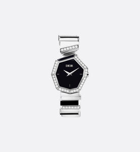 GEM DIOR 14.5 cm • Ø 27 mm, Steel, Diamonds and Black Mother-Of-Pearl