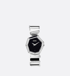 GEM DIOR 14.5 cm • Ø 27 mm, Steel, Diamonds and Black Mother-Of-Pearl