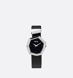 GEM DIOR 14.5 cm • Ø 27 mm, Steel, Diamonds and Black Mother-Of-Pearl