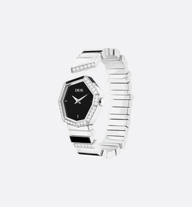 GEM DIOR 14.5 cm • Ø 27 mm, Steel, Diamonds and Black Mother-Of-Pearl