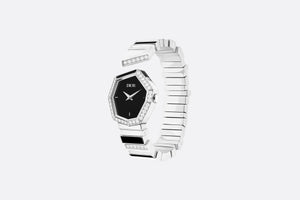 GEM DIOR 14.5 cm • Ø 27 mm, Steel, Diamonds and Black Mother-Of-Pearl