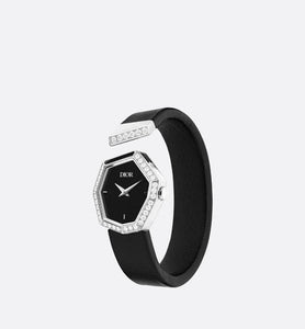 GEM DIOR 14.5 cm • Ø 27 mm, Steel, Diamonds and Black Mother-Of-Pearl