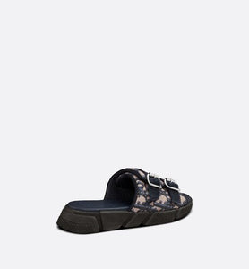 Kid's Sandal • Navy Blue and Beige Dior Oblique Technical Jacquard