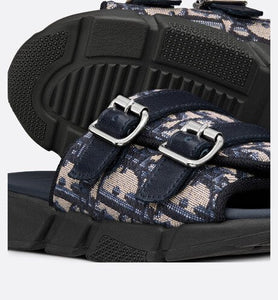 Kid's Sandal • Navy Blue and Beige Dior Oblique Technical Jacquard