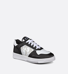 B27 Kid's Low-Top Sneaker • Black and White Smooth Calfskin and White Dior Oblique Galaxy Leather