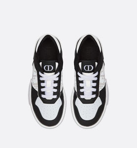 B27 Kid's Low-Top Sneaker • Black and White Smooth Calfskin and White Dior Oblique Galaxy Leather