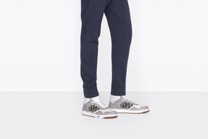 B27 High-Top Sneaker • Gray and White Smooth Calfskin with Beige and Black Dior Oblique Jacquard