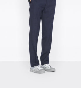 B23 Low-Top Sneaker • White and Navy Blue Dior Oblique Canvas