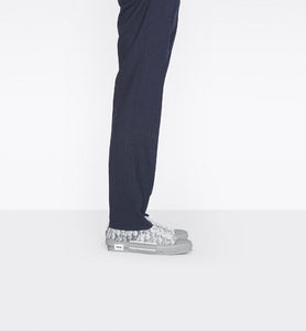 B23 Low-Top Sneaker • White and Navy Blue Dior Oblique Canvas