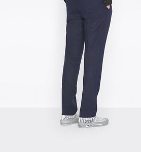 B23 Low-Top Sneaker • White and Navy Blue Dior Oblique Canvas