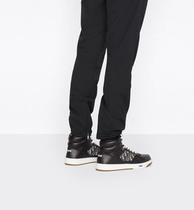 B27 High-Top Sneaker • Black Smooth Calfskin with Beige and Black Dior Oblique Jacquard