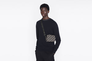 Pouch with Shoulder Strap • Beige and Black Dior Oblique Jacquard