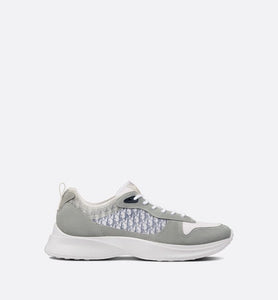 B25 Runner Sneaker • Gray Suede and White Technical Mesh with Blue and White Dior Oblique Canvas
