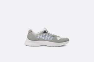 B25 Runner Sneaker • Gray Suede and White Technical Mesh with Blue and White Dior Oblique Canvas
