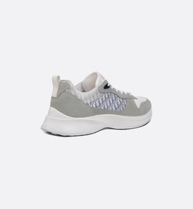 B25 Runner Sneaker • Gray Suede and White Technical Mesh with Blue and White Dior Oblique Canvas