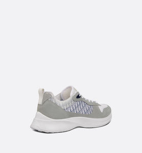 B25 Runner Sneaker • Gray Suede and White Technical Mesh with Blue and White Dior Oblique Canvas