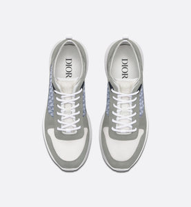 B25 Runner Sneaker • Gray Suede and White Technical Mesh with Blue and White Dior Oblique Canvas