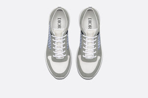 B25 Runner Sneaker • Gray Suede and White Technical Mesh with Blue and White Dior Oblique Canvas