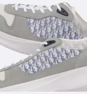 B25 Runner Sneaker • Gray Suede and White Technical Mesh with Blue and White Dior Oblique Canvas