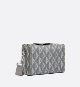 Dior Lingot Pouch • Dior Gray CD Diamond Canvas and Smooth Calfskin
