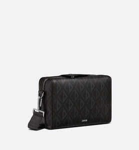 Dior Lingot Messenger Bag • Black CD Diamond Canvas and Black Smooth Calfskin