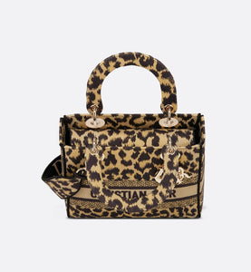 Medium Lady D-Lite Bag • Beige Multicolor Mizza Embroidery