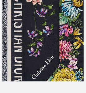 D-Floral Mitzah Scarf • Blue Multicolor Silk Twill