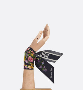 D-Floral Mitzah Scarf • Blue Multicolor Silk Twill