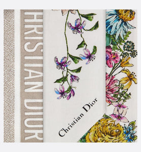 D-Floral Mitzah Scarf • White Multicolor Silk Twill