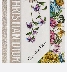 D-Floral Mitzah Scarf • White Multicolor Silk Twill