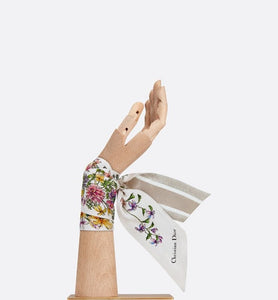 D-Floral Mitzah Scarf • White Multicolor Silk Twill