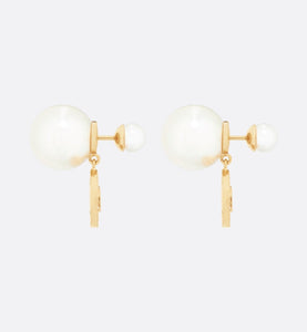 Dior Tribales Earrings • Gold-Finish Metal with White Resin Pearls and Silver-Tone Crystals
