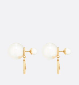 Dior Tribales Earrings • Gold-Finish Metal with White Resin Pearls and Silver-Tone Crystals