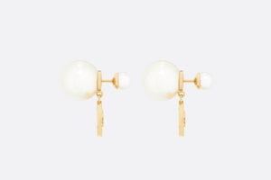 Dior Tribales Earrings • Gold-Finish Metal with White Resin Pearls and Silver-Tone Crystals