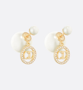 Dior Tribales Earrings • Gold-Finish Metal with White Resin Pearls and Silver-Tone Crystals