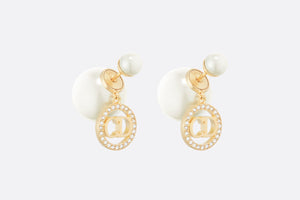 Dior Tribales Earrings • Gold-Finish Metal with White Resin Pearls and Silver-Tone Crystals