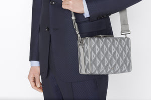 Dior Lingot Pouch • Dior Gray CD Diamond Canvas and Smooth Calfskin